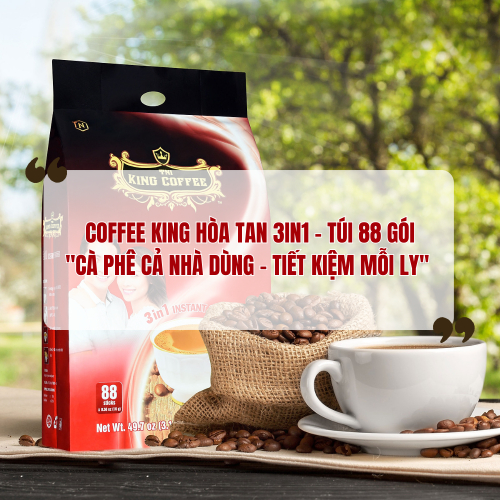 Coffee King Hòa Tan 3in1 – Túi 88 Gói Siêu Tiết Kiệm